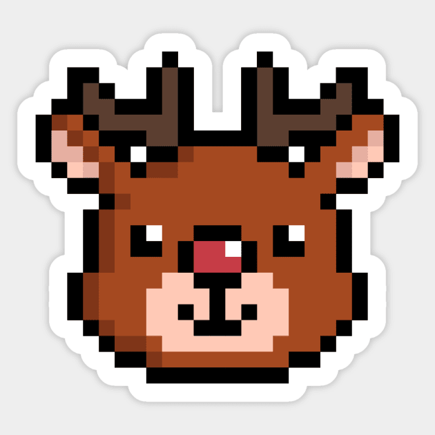 Cute Rudolph the reindeer pixel Sticker by Pixelo